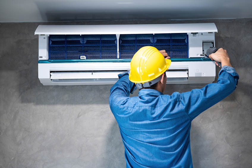 AC unit being installed AC unit being installed