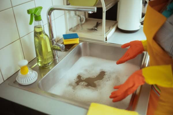 cleaning clogged kitchen sink drain